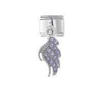 M&S Dog Paw Angel Wing Memorial Mum Dad Gold Silver Birthday Stainless Steel 9mm Italian Link Charm Compatible With Nomination Bracelet (Guardian Angel Wing Faith Heaven)