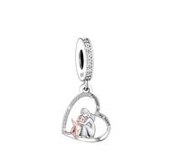 M&S Dog Puppy Charm Forever In My Heart Memorial Angel Wing Love Heart Charm Bead Pendant, 925 Sterling Silver Dangle Charm, Compatible With Pandora & European Bracelet …
