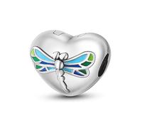 M&S Dragon Fly Charm Clasp Clip Animal Lover Insect Charm Bead Pendant, 925 Sterling Silver Dangle Charm, Compatible With Pandora & European Bracelet …