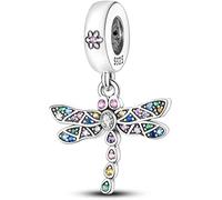 M&S Dragonfly Charm Pave Crystal Daisy Flower Dragon Fly Charm Bead Pendant, 925 Sterling Silver Dangle Charm, Compatible With Pandora & European Bracelet …