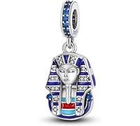 M&S Egytian Egypt Pharaoh Charm Travel Pyramid Crystal Bead Pendant, 925 Sterling Silver Dangle Charm, Compatible With Pandora & European Bracelet