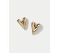 M&S Elongated Heart Stud Earrings Gold