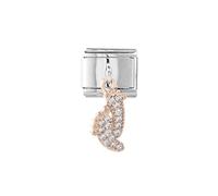 M&S Engagement Rose Gold Silver Bee Butterfly Mom Owl Dog Stainless Steel 9mm Italian Link Charm Compatible With Nomination Bracelet (Daughter Son Feet Footprint Newborn)