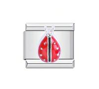 M&S Engagement Rose Gold Silver Bee Butterfly Mom Owl Dog Stainless Steel 9mm Italian Link Charm Compatible With Nomination Bracelet (Ladybird Ladybug)