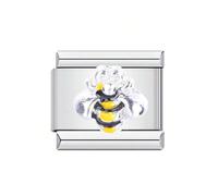 M&S Engagement Rose Gold Silver Bee Mum Mom Owl Dog Stainless Steel 9mm Italian Link Charm Compatible With Nomination Bracelet (Bumble Bee Honey)