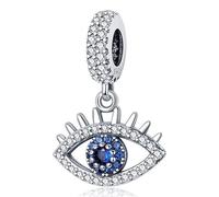 M&S Evil Eye Charm Ward Off Spirit Hamsa Blue Eye Charm Bead Pendant, 925 Sterling Silver Dangle Charm, Compatible With Pandora & European Bracelet