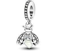 M&S Firefly Charm Glow In The Dark Fly Charm Bead Pendant, 925 Sterling Silver Dangle Charm, Compatible With Pandora & European Bracelet …