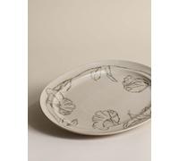 M&S Floral Crackle Oval Platter Cream