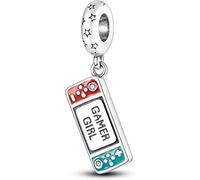M&S Gamer Girl Charm Control Pad Handheld Console Charm Bead Pendant, 925 Sterling Silver Dangle Charm, Compatible With Pandora & European Bracelet …