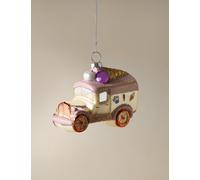 M&S Glass Hanging Ice Cream Van Decoration Pink Mix