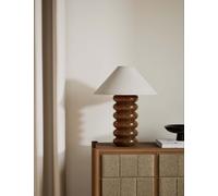 M&S Glass Ribbed Table Lamp Brown