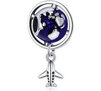 M&S Glove Charm Earth Plane Airplane Travel Charm Bead Pendant, 925 Sterling Silver Dangle Charm, Compatible With Pandora & European Bracelet …