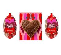 M&S Gooey Hearts Milk Chocolate Hearts Filled with Salted Caramel x2 & Chocolate Praline Heart