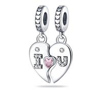 M&S Graduation Love Luck Birthday Gift Celebration Charm Bead Pendant 925 Sterling Silver Compatible With Pandora Bracelet (I Love You 2 Piece)
