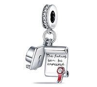 M&S Graduation Love Luck Birthday Gift Celebration Charm Bead Pendant 925 Sterling Silver Compatible With Pandora Bracelet (Graduation Cap University)