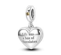 M&S Graduation Love Luck Birthday Gift Celebration Charm Bead Pendant 925 Sterling Silver Compatible With Pandora Bracelet (Chocolate Box Locket)