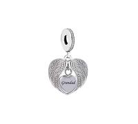 M&S Grandad Angel Wings Love Heart Charm Bead Pendant, 925 Sterling Silver Dangle Charm, Compatible With Pandora & European Bracelet …