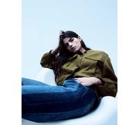 M&S High Waisted Two Tone Wide Leg Jeans Dark Indigo Mix