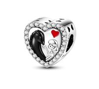 M&S Horse Love Heart Heart Friends Animal Horse Rider Charm Bead Pendant, 925 Sterling Silver Dangle Charm, Compatible With Pandora & European Bracelet …