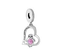 M&S I Love You Forever Sloth Charm Pink Love Heart Charm Bead Pendant, 925 Sterling Silver Dangle Charm, Compatible With Pandora & European Bracelet …