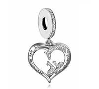 M&S I Love You To The Moon And Back Giraffe Mum Child Baby Love Heart Charm Bead Pendant, 925 Sterling Silver Dangle Charm, Compatible With Pandora & European Bracelet …