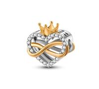 M&S Ininfity Love Heart Charm Crown Princess Prince Queen King Charm Bead Pendant, 925 Sterling Silver Dangle Charm, Compatible With Pandora & European Bracelet …