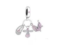 M&S It’s A Girl Baby Pink Shoe Dummy Pram Newborn Expecting Charm Bead Pendant, 925 Sterling Silver Dangle Charm, Compatible With Pandora & European Bracelet …