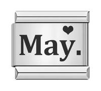 M&S Jan to Dec Birthday Birth Stone Date Anniversary Month 9mm Italian Link Charm Compatible With Nomination Bracelet (May Heart)