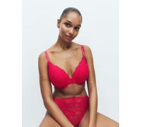 M&S Jasmine Lace Wired Plunge Bra F-H Geranium