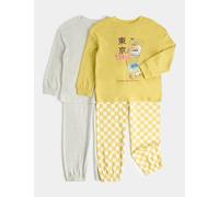 M&S Kids' 2 Pack Tokyo Graphic Pyjama Sets (1-8 Yrs) Yellow Mix