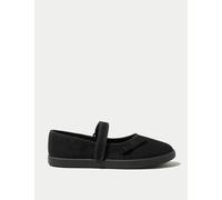 M&S Kids' Riptape Plimsoll School Shoes (7 Small - 4 Large) Black