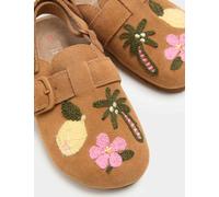 M&S Kids' Suede Embroidered Mules (4 Small - 2 Large) Tan