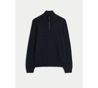 M&S Lambswool Blend Half Zip Jumper Dark Navy