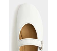 M&S Leather Mary Jane Buckle Flat Ballet Pumps White