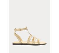M&S Leather Scallop Edge Flat Gladiator Sandals Buttermilk