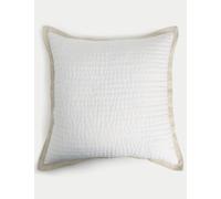 M&S Linen Border Large Quilted Cushion Natural Mix