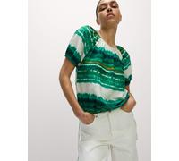 M&S Linen Rich Printed Blouse Antique Green