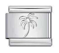 M&S London Holiday Fish Travel Bus Palm Tree Mum Birthday Dolphin Stainless Steel 9mm Italian Link Charm Compatible With Nomination Bracelet (Palm Tree Holiday Travel)