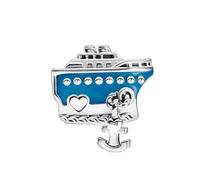 M&S Love Boat Charm Love Heart Ocean Ship Charm Bead Pendant, 925 Sterling Silver Dangle Charm, Compatible With Pandora & European Bracelet …