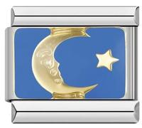 M&S Luck Lucky Evil Spiritual Eye Hamsa Hand Fatima Protection 9mm Italian Link Charm Compatible With Nomination Bracelet (Moon Star)