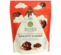 M&S Malty Chocolate and Caramel Biscuity Clouds 140g, Swiss Chocolatier Confection with Butter Biscuits
