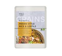 M&S Microwave Indian Style Basmati Rice & Brown Lentils, Ready Meal, 250g (PACK OF 3X)