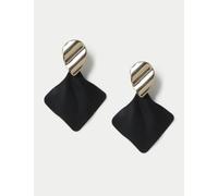 M&S Molten Powder Coat Drop Earrings Black