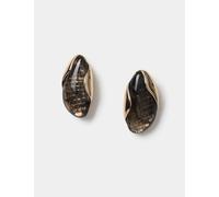 M&S Molten Resin Stud Earrings Black Mix