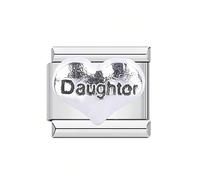 M&S Mum Dad Niece Sister Aunt Family Football Star Moon Stainless Steel 9mm Italian Link Charm Compatible With Nomination Bracelet (Daughter Love You Heart)