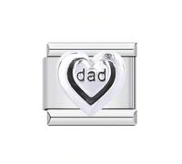 M&S Mum Dad Niece Sister Aunt Family Football Star Moon Stainless Steel 9mm Italian Link Charm Compatible With Nomination Bracelet (Dad Heart)