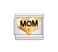 M&S Mum Dad Niece Sister Aunt Family Football Star Moon Stainless Steel 9mm Italian Link Charm Compatible With Nomination Bracelet (Mom Mum 18K)