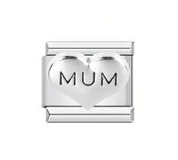 M&S Mum Dad Niece Sister Aunt Family Safety Chain Star Moon Gold Silver Stainless Steel 9mm Italian Link Charm Compatible With Nomination Bracelet (Mum I Love You Heart)