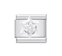 M&S Mum Dad Niece Sister Aunt Family Safety Chain Star Moon Gold Silver Stainless Steel 9mm Italian Link Charm Compatible With Nomination Bracelet (Crystal Star Bling)