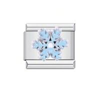 M&S Mum Dad Niece Sister Aunt Family Safety Chain Star Moon Stainless Steel 9mm Italian Link Charm Compatible With Nomination Bracelet (Snowflake Star Snow)